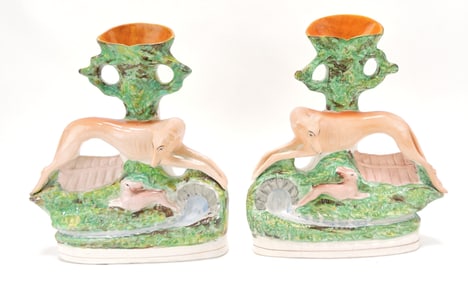 Staffordshire pair of whippet dogs and