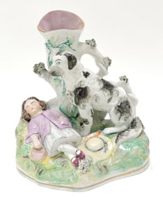 Staffordshire spill vase with sleeping girl