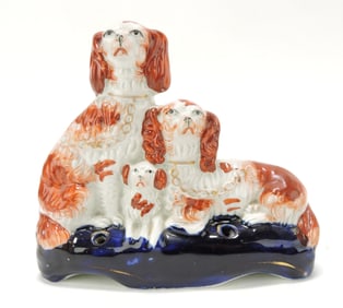 Staffordshire pen holder with russet