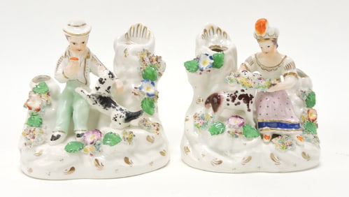 Staffordshire pair of pen holders with