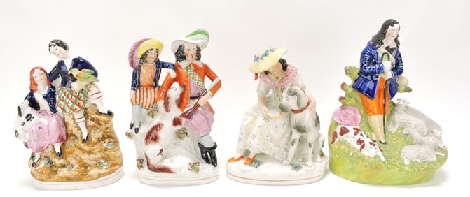 Staffordshire lot of 4 figures, 8" to 9 1/2",