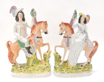 Staffordshire pair of equestrian figures