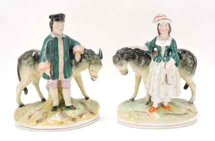 Staffordshire pair of figures of donkey