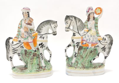 Staffordshire pair of equestrian figures with