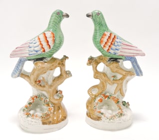 Staffordshire pair of figures of exotic birds