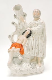 Staffordshire spill vase of Abraham with