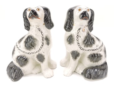Staffordshire pair of black and white