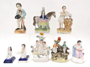 Staffordshire lot of 8 figures, 3 1/4" to