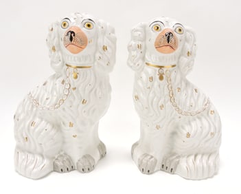 Staffordshire pair of #2 spaniels, 10 1/2"