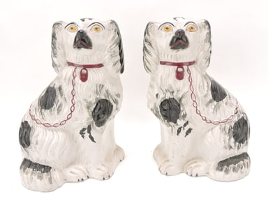 Staffordshire pair of black and white