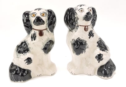 Staffordshire pair of black and white