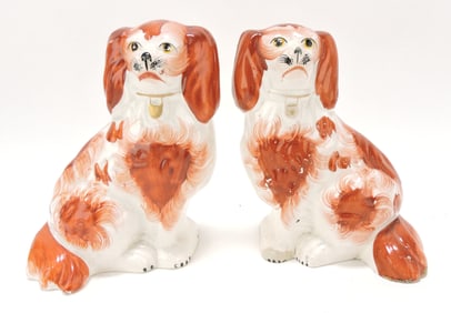 Staffordshire pair of russet spaniels,