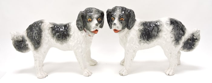Staffordshire pair of standing dogs,