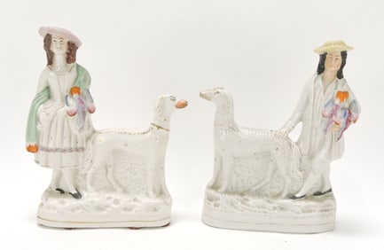 Staffordshire pair of figures of hunter and