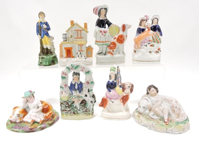 Staffordshire lot of 8 figures, 3 1/2" to