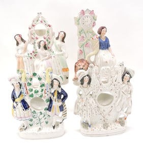 Staffordshire lot of 4 clock and watch