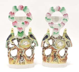 Staffordshire lot of 2 exotic bird watch