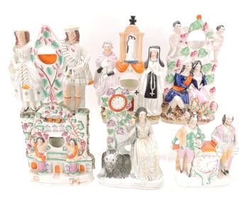 Staffordshire lot of 6 figural watch holders