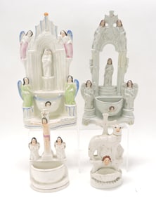 Staffordshire lot of 4 religious holy water