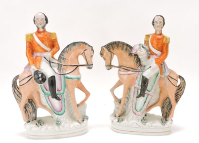 Staffordshire pair of equestrian figures with