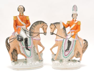 Staffordshire pair of equestrian figures with