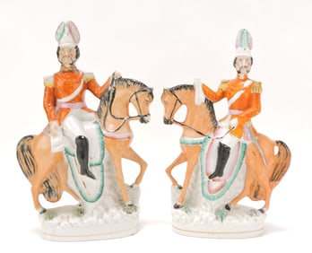 Staffordshire pair of equestrian figures with