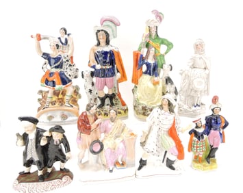 Staffordshire lot of 8 figures, 8" to 13",