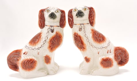 Staffordshire pair of russet spaniels,