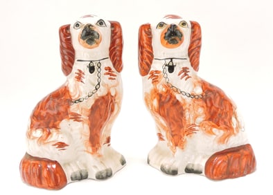 Staffordshire pair of russet spaniels,
