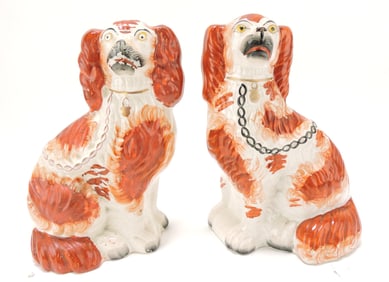 Staffordshire pair of russet spaniels,