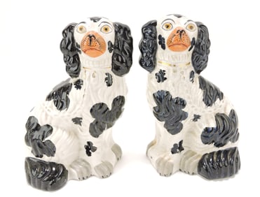 Staffordshire pair of black and white