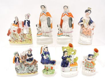 Staffordshire lot of 8 figures, 6" to 9",