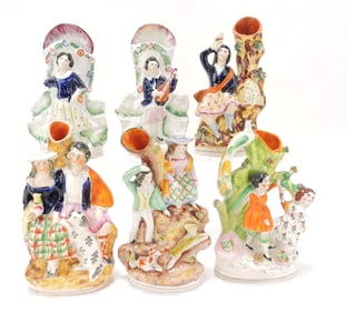 Staffordshire lot of 6 figures, 8" to 9",