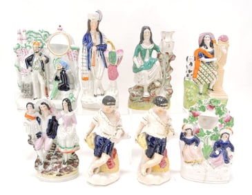 Staffordshire lot of 8 figures, 8" to 10",