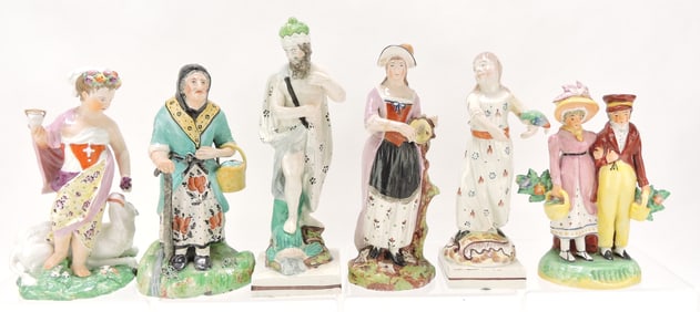 Staffordshire Prattware Pearlware lot of