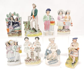 Staffordshire lot of 8 figures, 5 1/2" to