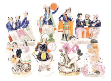 Staffordshire lot of 8 figures, 8" to 10",