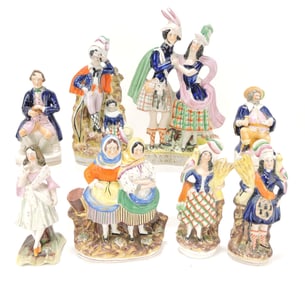 Staffordshire lot of 8 figures, 8" to 12",