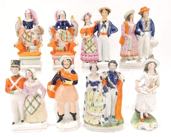 Staffordshire lot of 8 figures, 7 1/2",