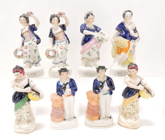 Staffordshire lot of 8 figures, 8" to 9",