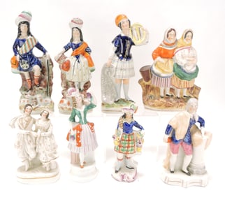 Staffordshire lot of 8 figures, 8" to 11",