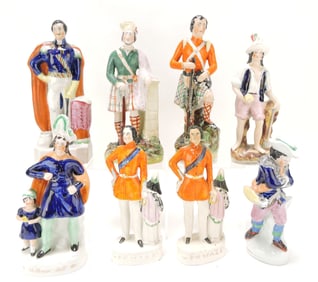 Staffordshire lot of 8 figures, 9" to 11",