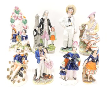 Staffordshire lot of 8 figures, 8" to 12",