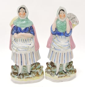 Staffordshire pair of fisherwomen figures,