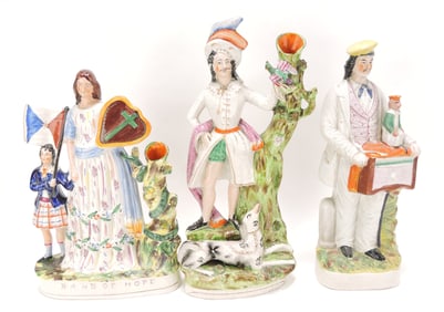 Staffordshire lot of 3 figures, 14" to 17",