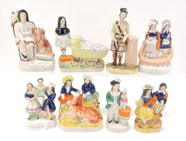 Staffordshire lot of 8 figures, 5 1/2 to