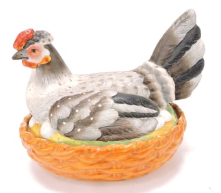 Staffordshire hen on nest, 9"h,