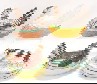 Staffordshire lot of 3 hens on nests,