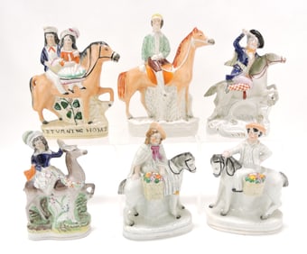 Staffordshire lot of 6 equestrian figures,
