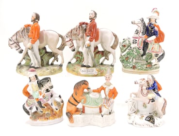 Staffordshire lot of 6 equestrian figures,